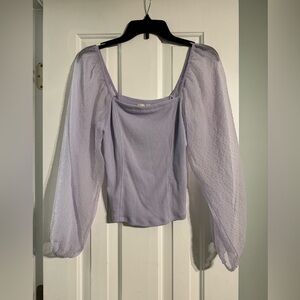 Hem & Thread Lavender Blouse with Sheer Sleeves